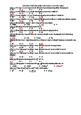 Câu hỏi trắc nghiệm Giải tích Lớp 11 - Chương II Qui tắc đếm